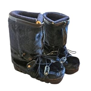 Fur black boots size 9